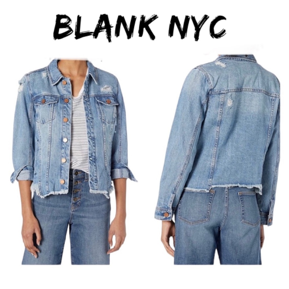 Blank NYC Distressed Denim Jacket Size Small